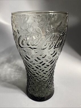 Vintage Coca Cola Clear Smoke Pebble Textured Embossed Glass Tumbler